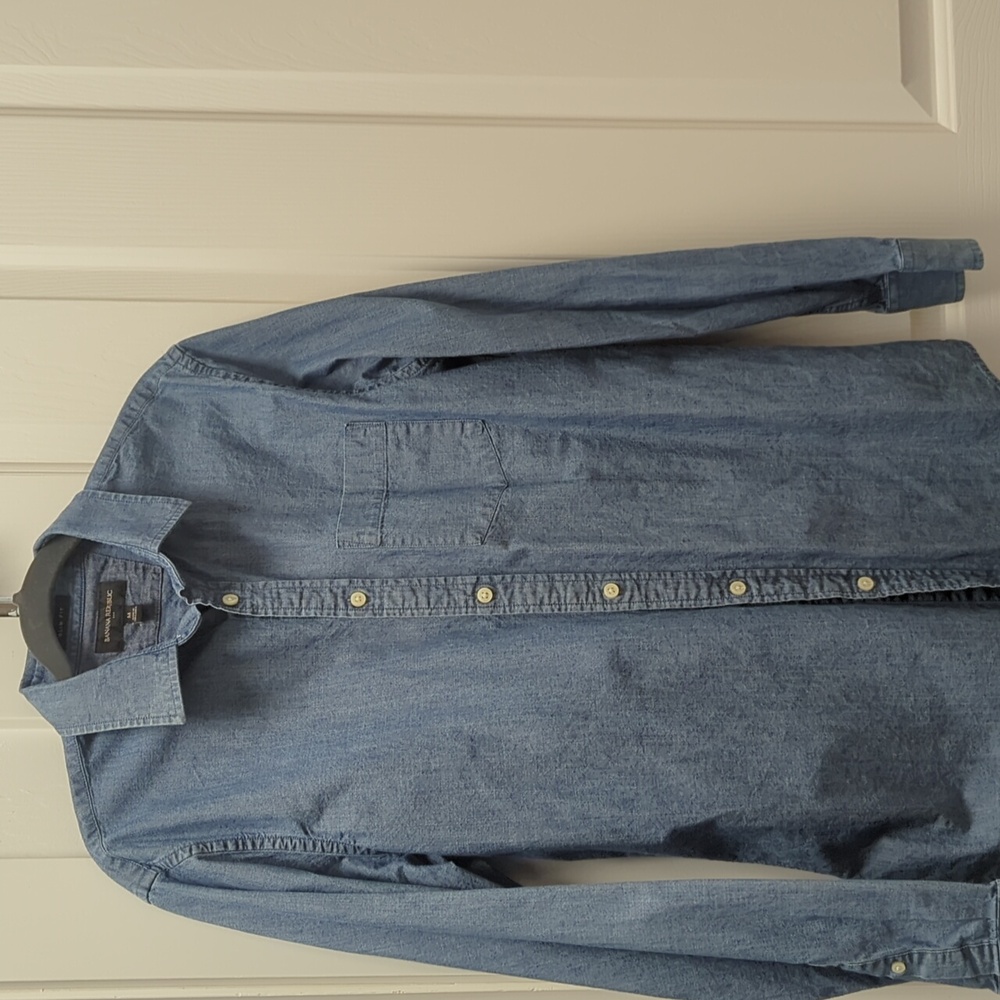 Men's Banana Republic Casual Blue Button-Down Shirt